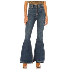 We The Free High Rise Flare Jeans Dark Wash Button Fly Bell Bottoms